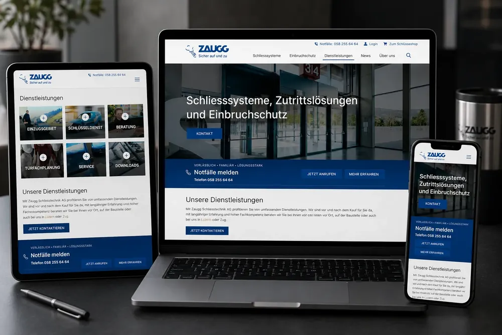Webdesign Case Study Vorschau Zaugg Schliesstechnik AG von Webxiro